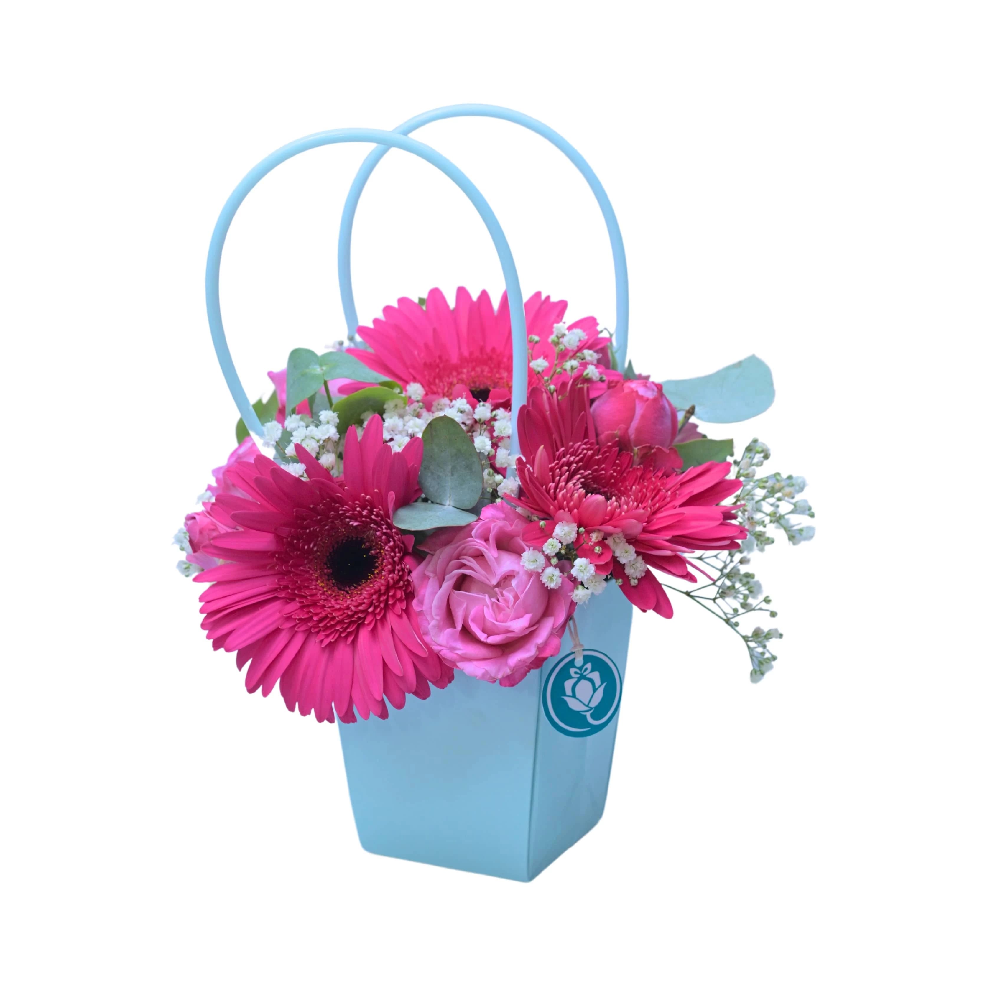 Small Box with Fuchsia Gerberas