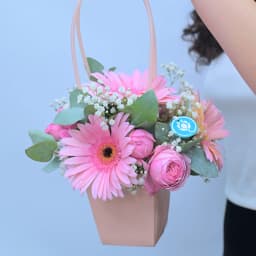 Small Box with Pink Gerberas and Peony roses