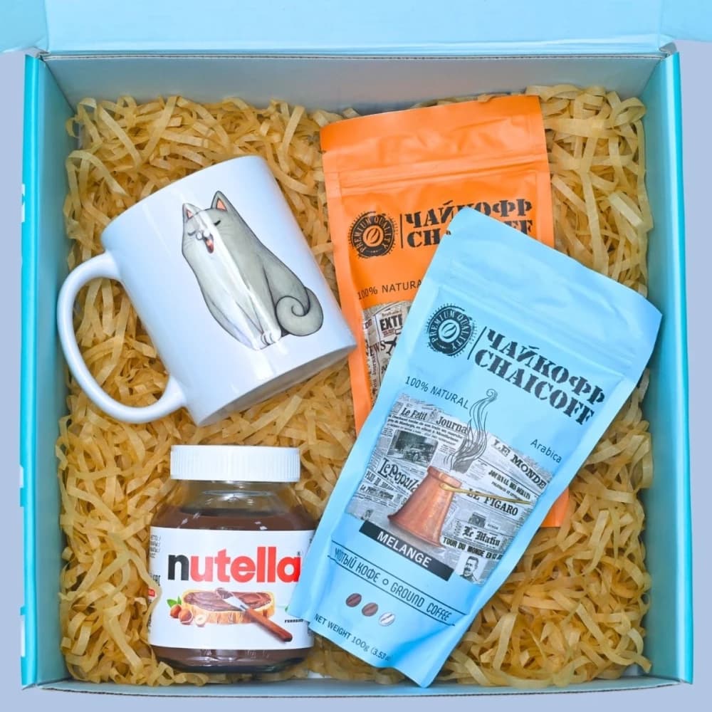 Coffee and Nutella Gift Box with Cat Mug