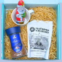 Festive Coffee Gift Box with Santa Chocolate and Mug